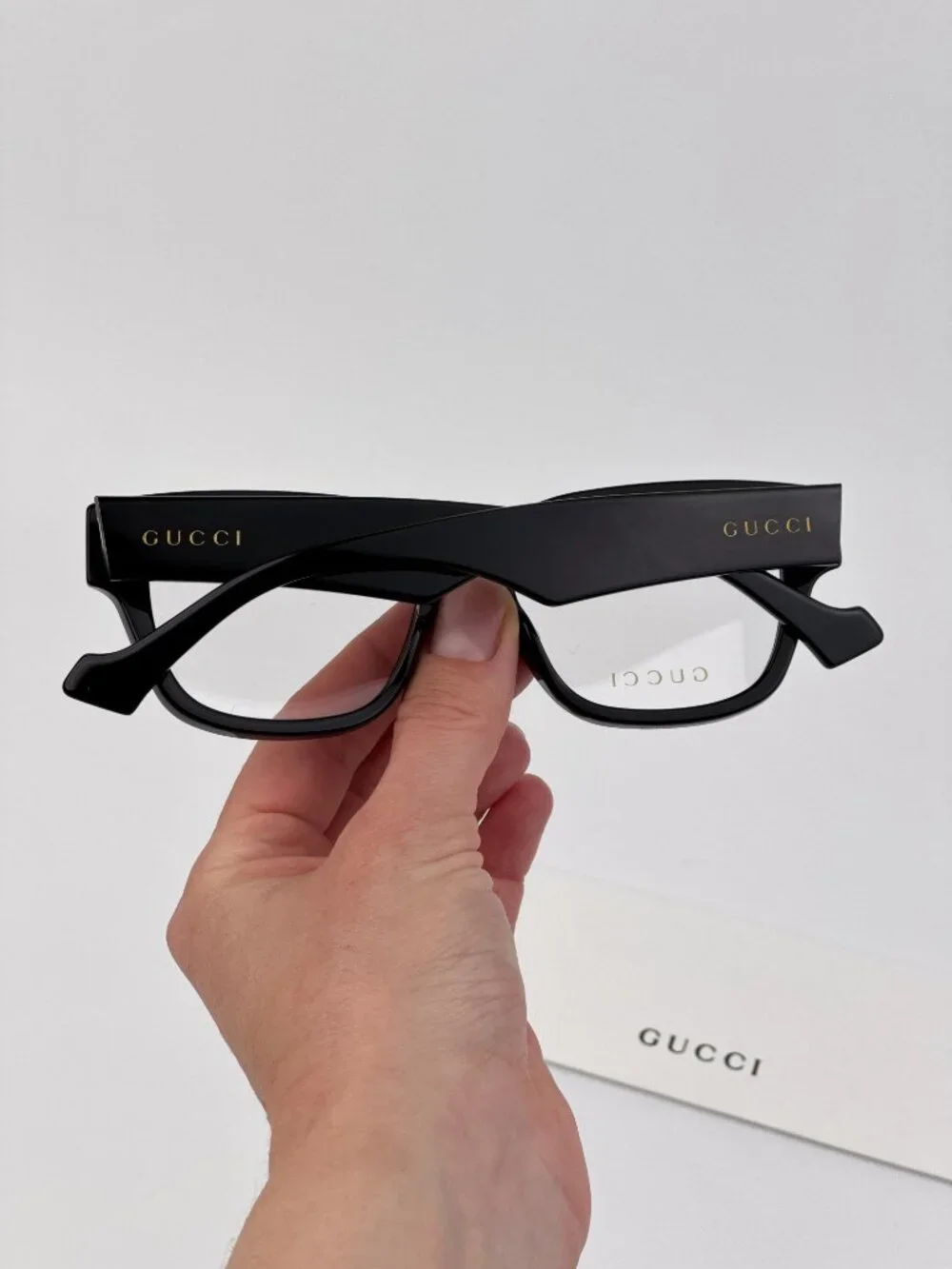 Gucci GG1428O 001 Square Eyeglasses Shiny Black NEW AUTHENTIC